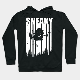 Silhouette Sneaky Sasquatch Who Run Away from People Distressed Cool Typography Hoodie